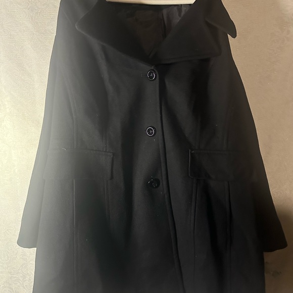London Fog Coat Wool Blend Jacket Woman's Plus Size 3X Pockets Black Button Up - Picture 2 of 8